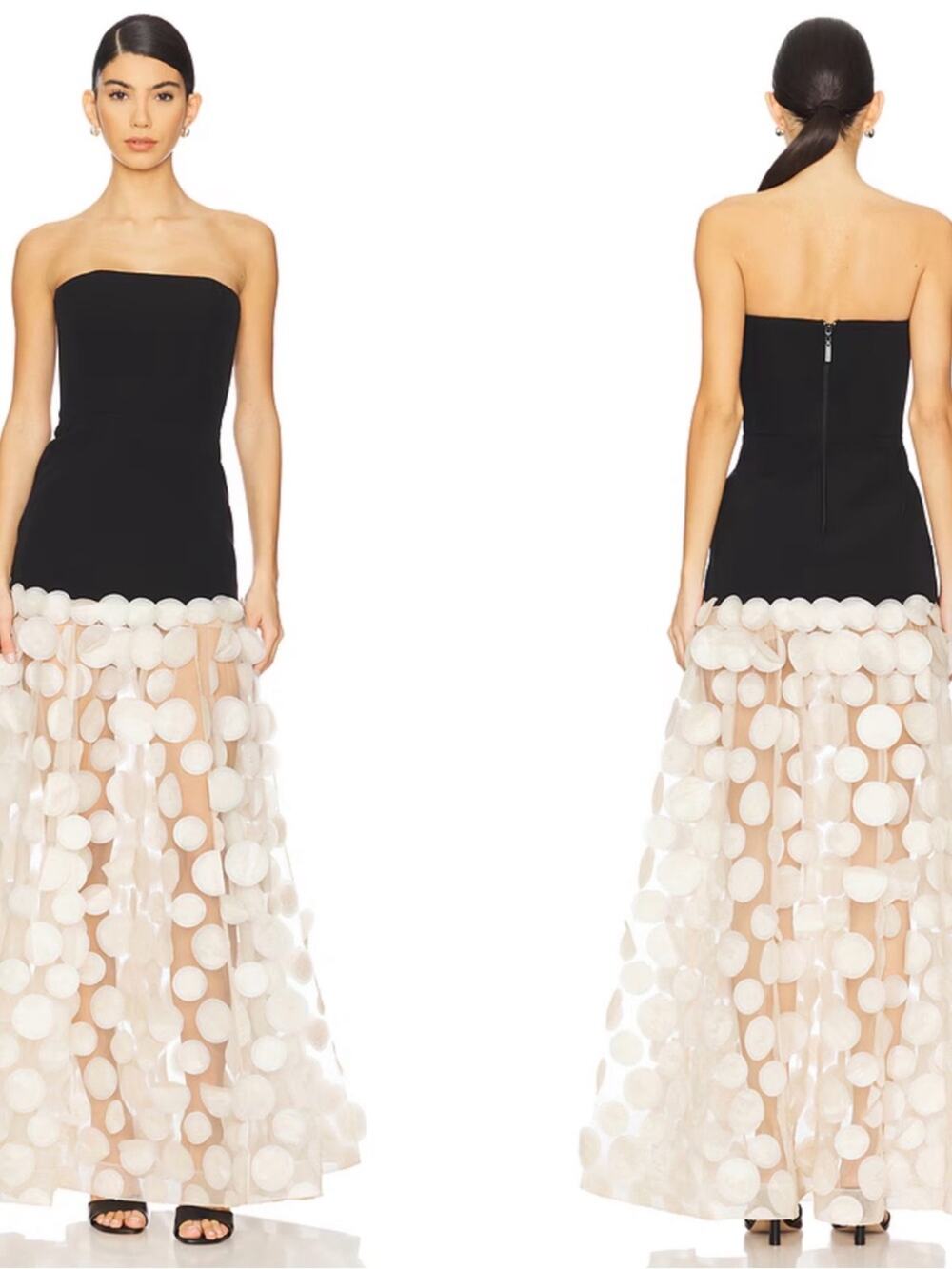 BRONX AND BANCO Harper Strapless Tulle 3D Appliqué Skirt Maxi Dress Size XS